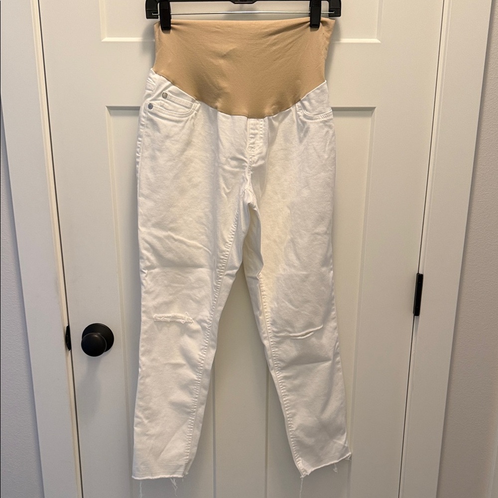 Indigo Blue Maternity White and Tan Jeans